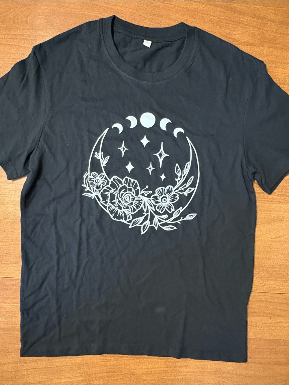 Black Moon Phase Floral Graphic Tee